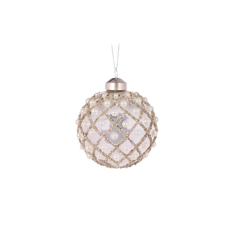 Silver Quilted Pearl Bauble