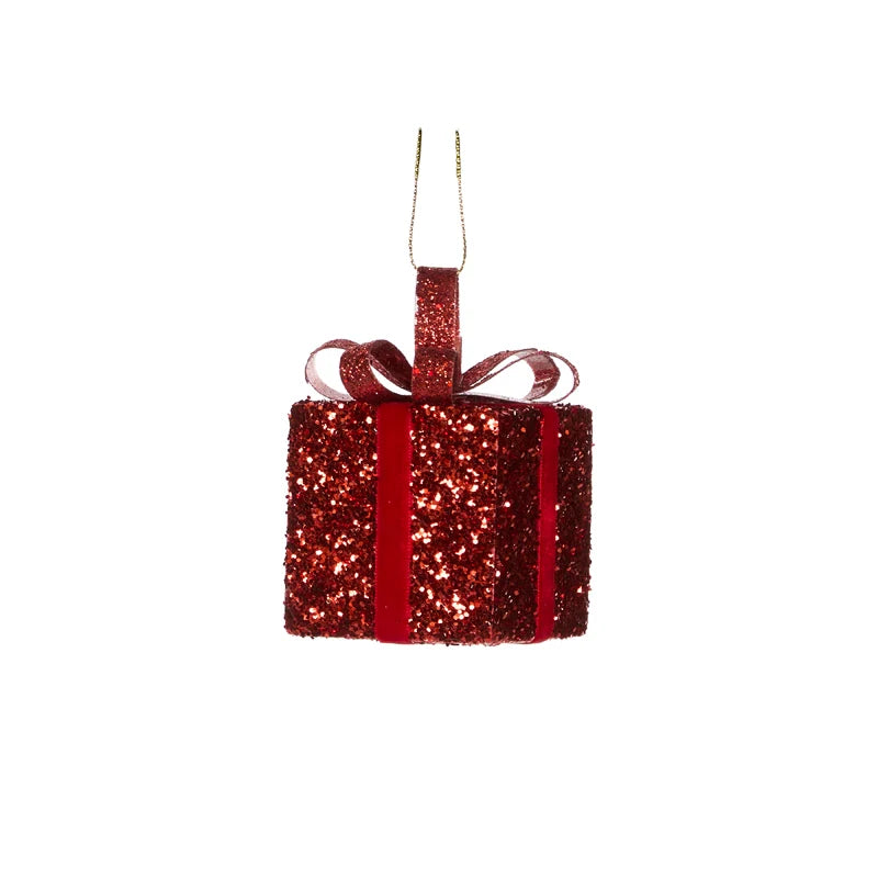 6 cm Red Glittered Gift Box
