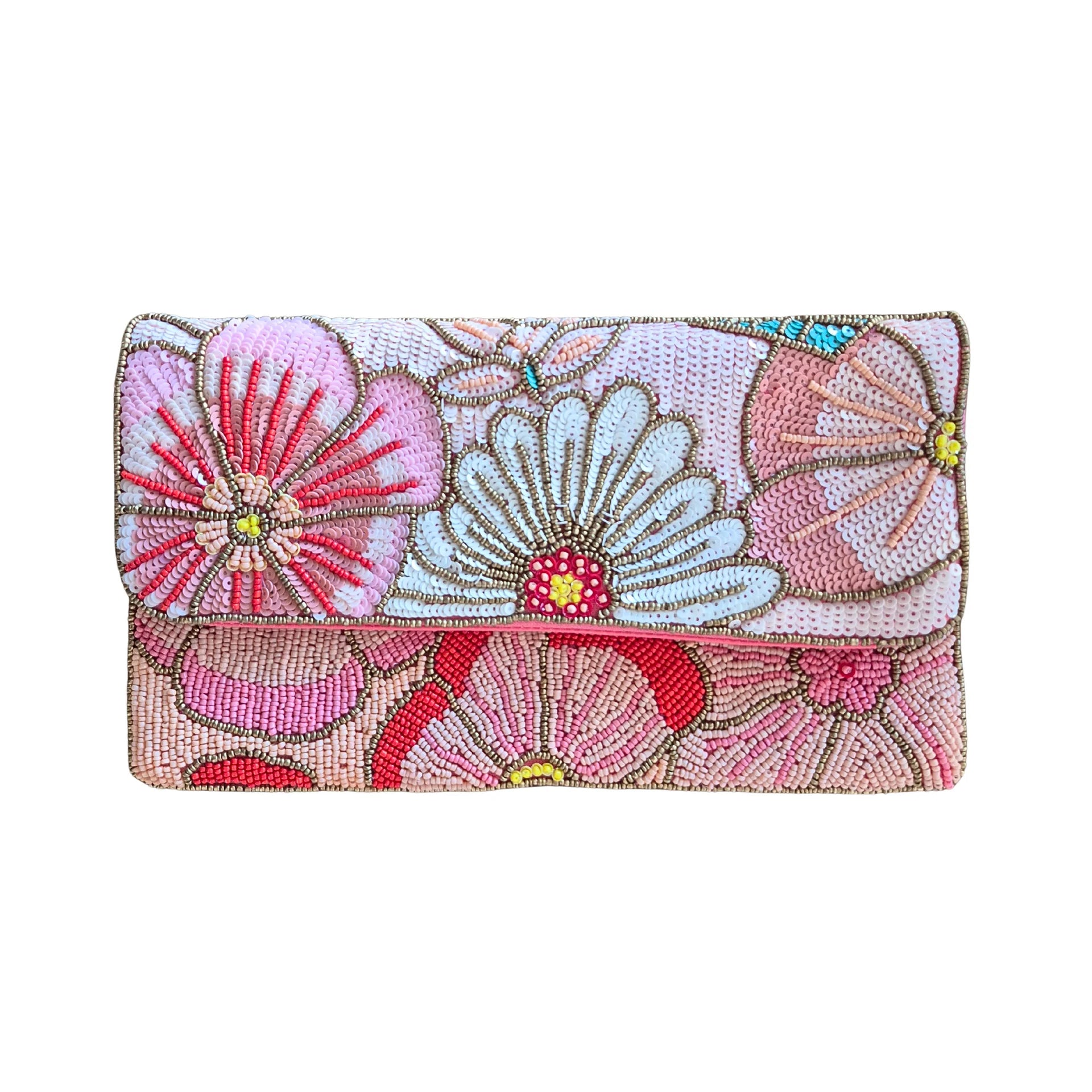 Beaded Clutch | Pastel Flowers