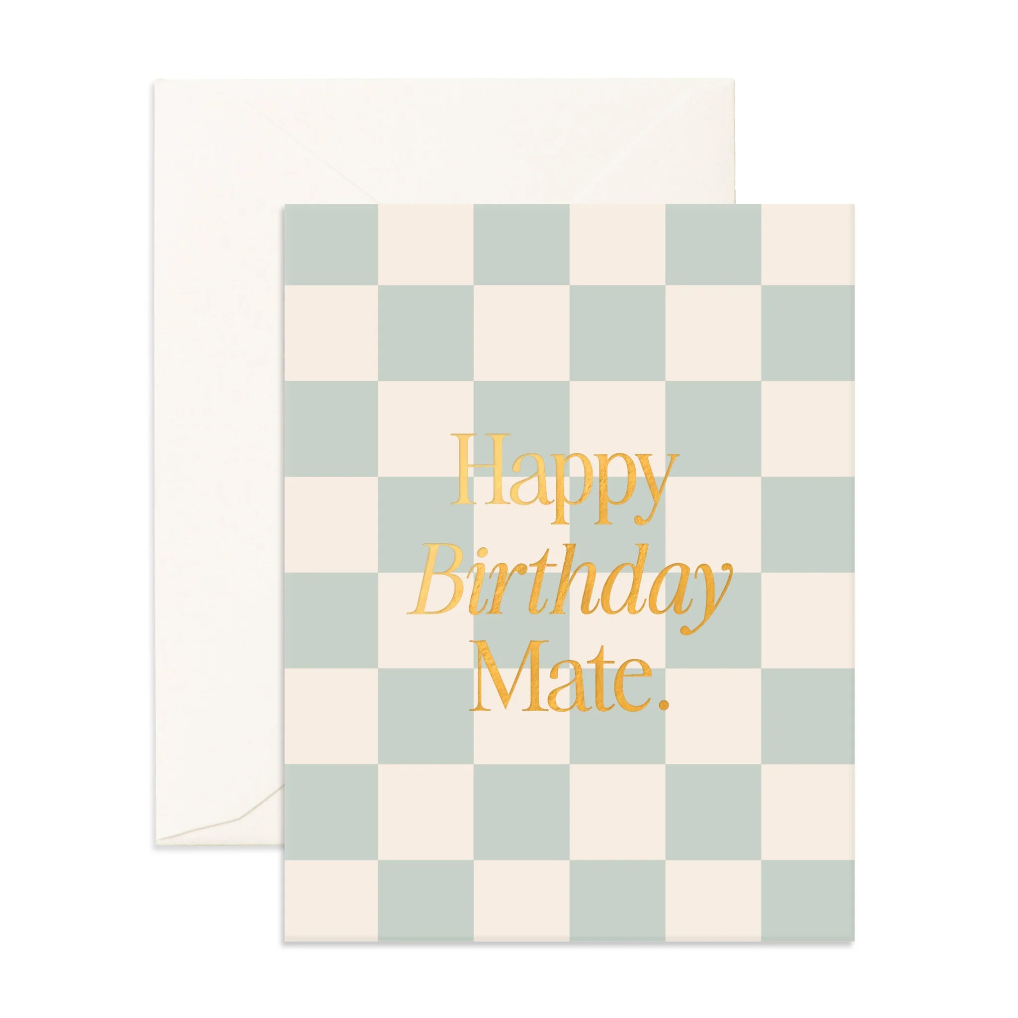 Birthday Mate Sage Check Greeting Card