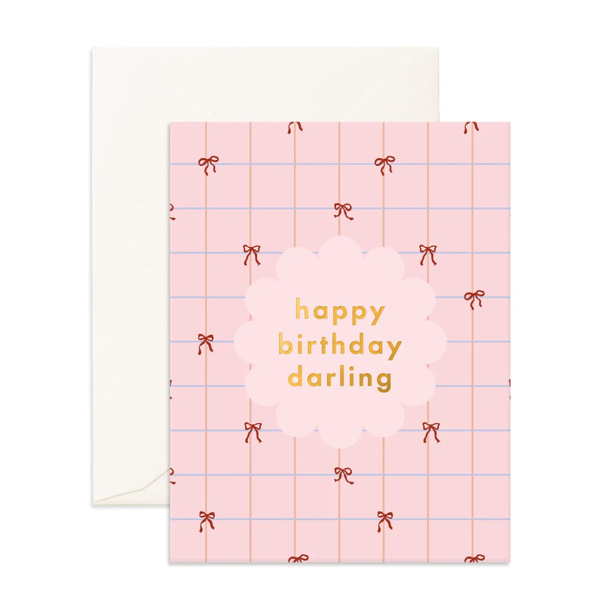 Birthday Darling Bow Grid Greeting Card