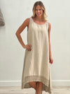 Giovanna Mesh Hem Dress Natural with Natural Hem