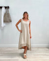 Giovanna Mesh Hem Dress Natural with Natural Hem