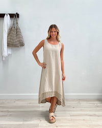 Giovanna Mesh Hem Dress Natural with Natural Hem
