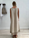 Giovanna Mesh Hem Dress Natural with Natural Hem