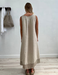 Giovanna Mesh Hem Dress Natural with Natural Hem