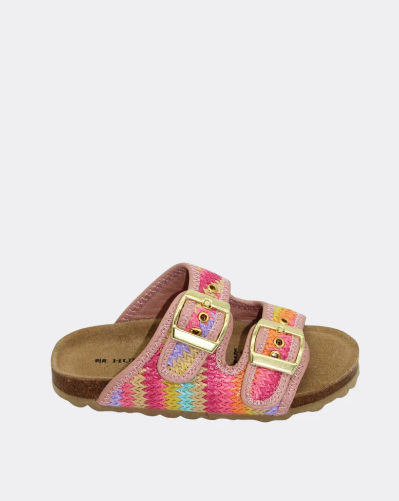 Gracie Kids Sandal Slide | Rainbow Raffia