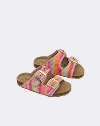 Gracie Kids Sandal Slide | Rainbow Raffia