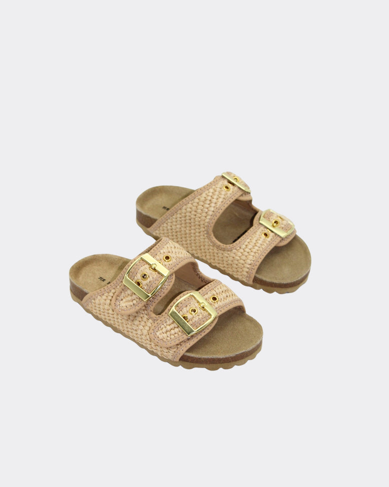 Gracie Kids Sandal Slide | Natural Raffia