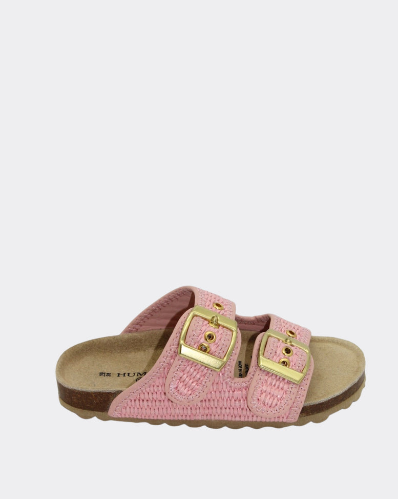 Gracie Kids Sandal Slide | Pink Raffia