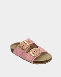 Gracie Kids Sandal Slide | Pink Raffia