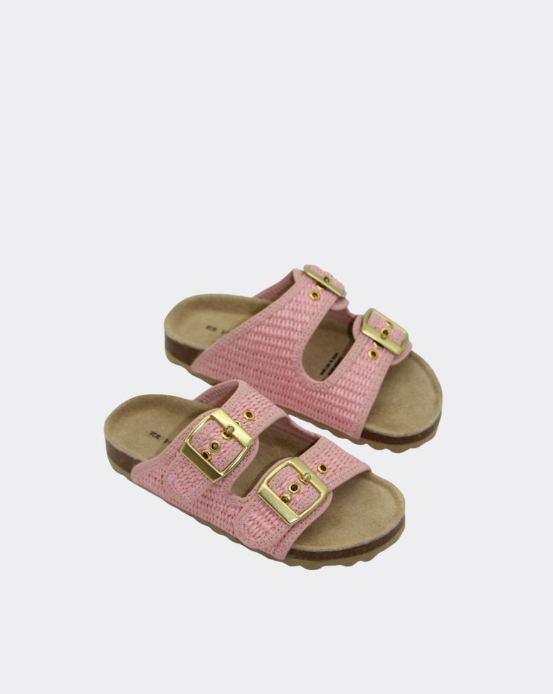 Gracie Kids Sandal Slide | Pink Raffia