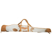 Tan & White Cowhide & Tooling Leather Rifle Case