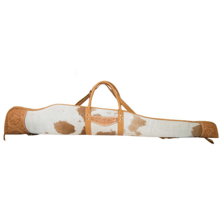Tan & White Cowhide & Tooling Leather Rifle Case