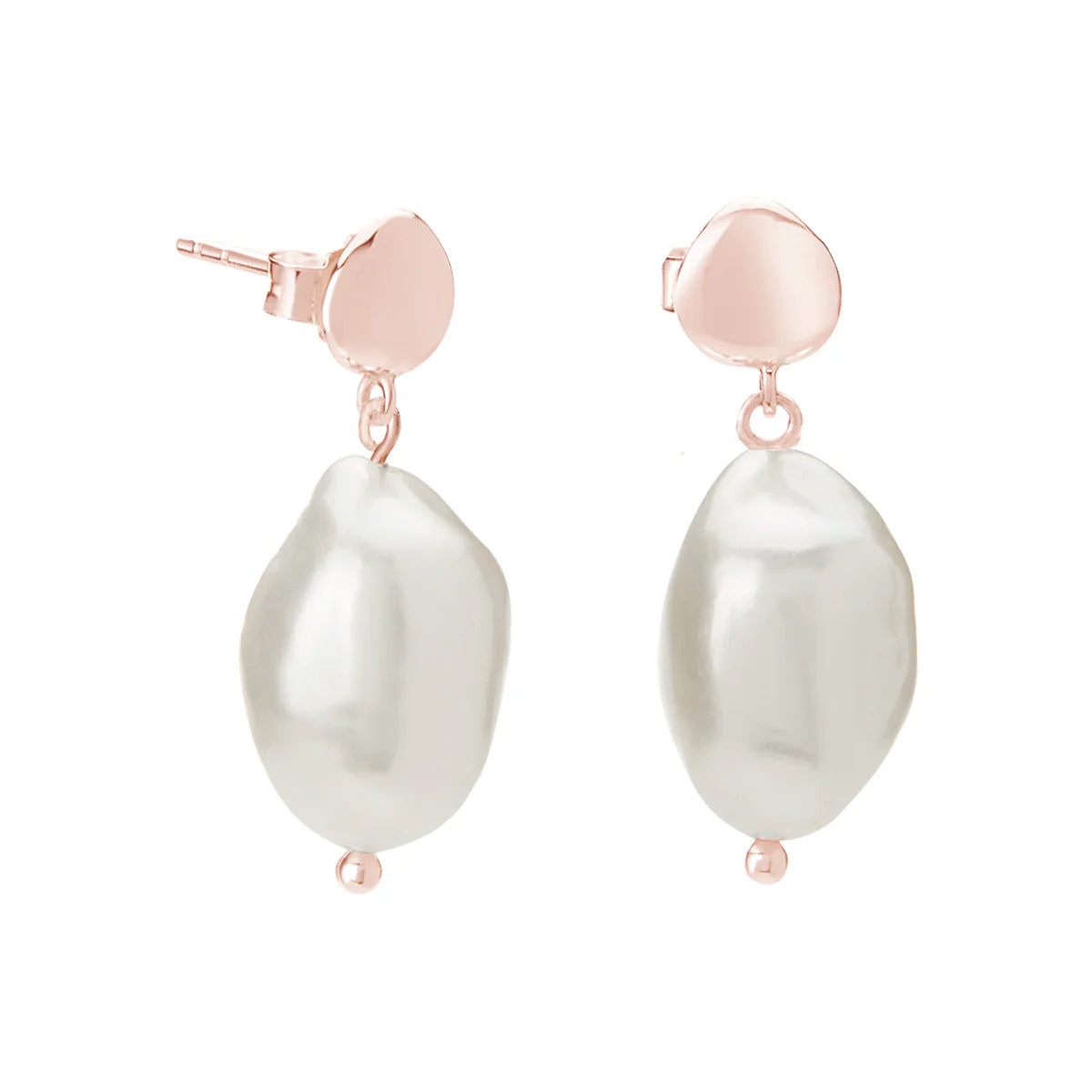 Halcyon Small Pearl Earrings | Rose Gold Plate