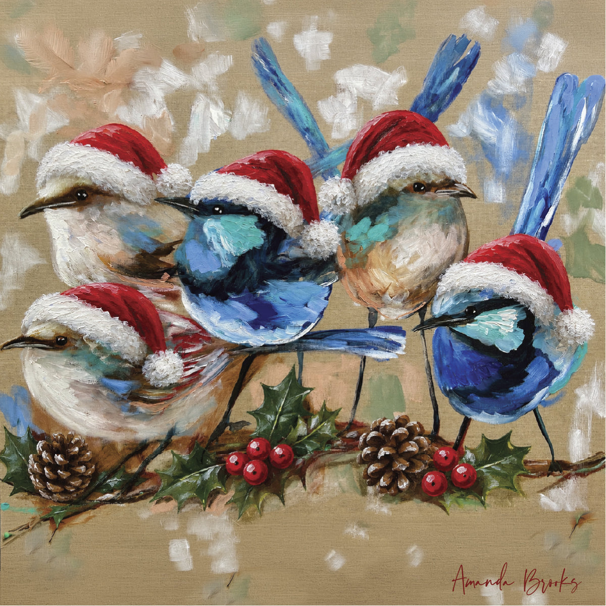Festive Christmas by Amanda Brooks | Stone Drink Coaster Collection