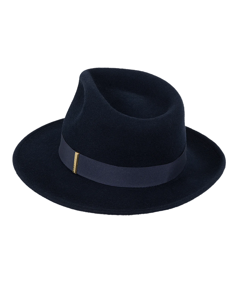 Womens Mid Brim Fedora | Brunswick | Navy