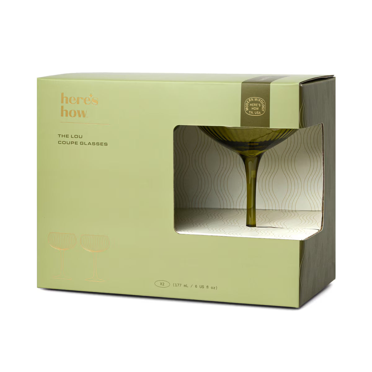 The Lou Coupe Glass Set of 2 | Olive