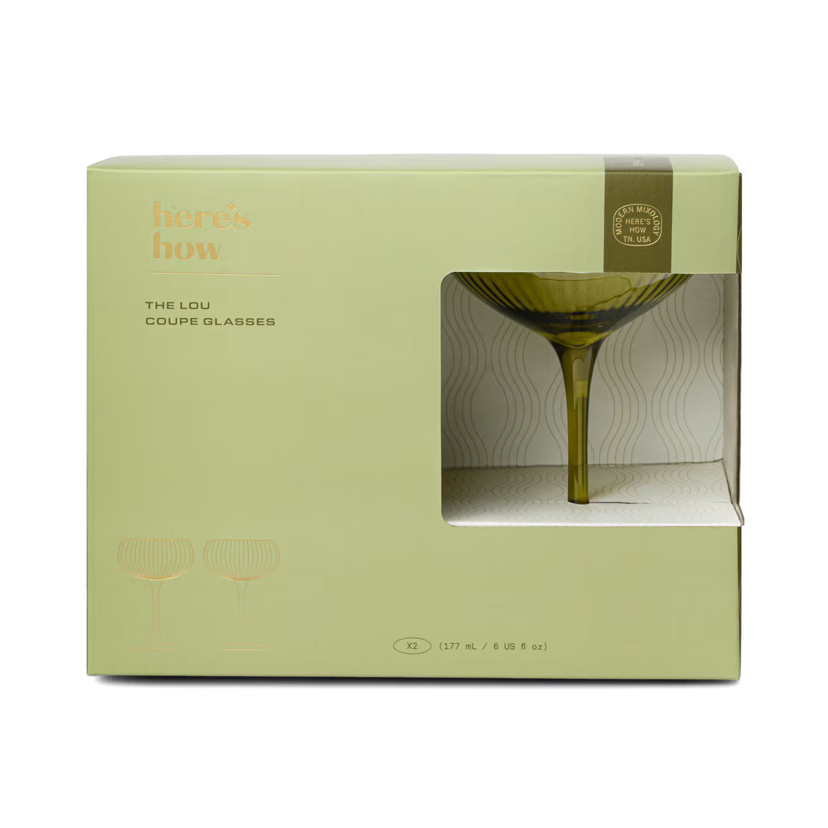 The Lou Coupe Glass Set of 2 | Olive