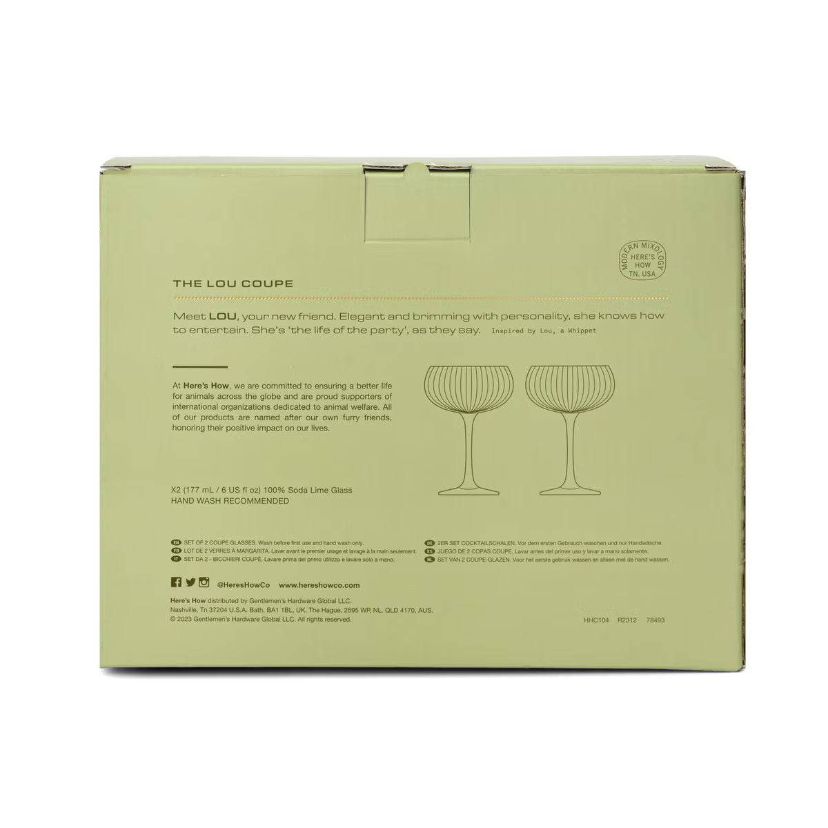 The Lou Coupe Glass Set of 2 | Olive