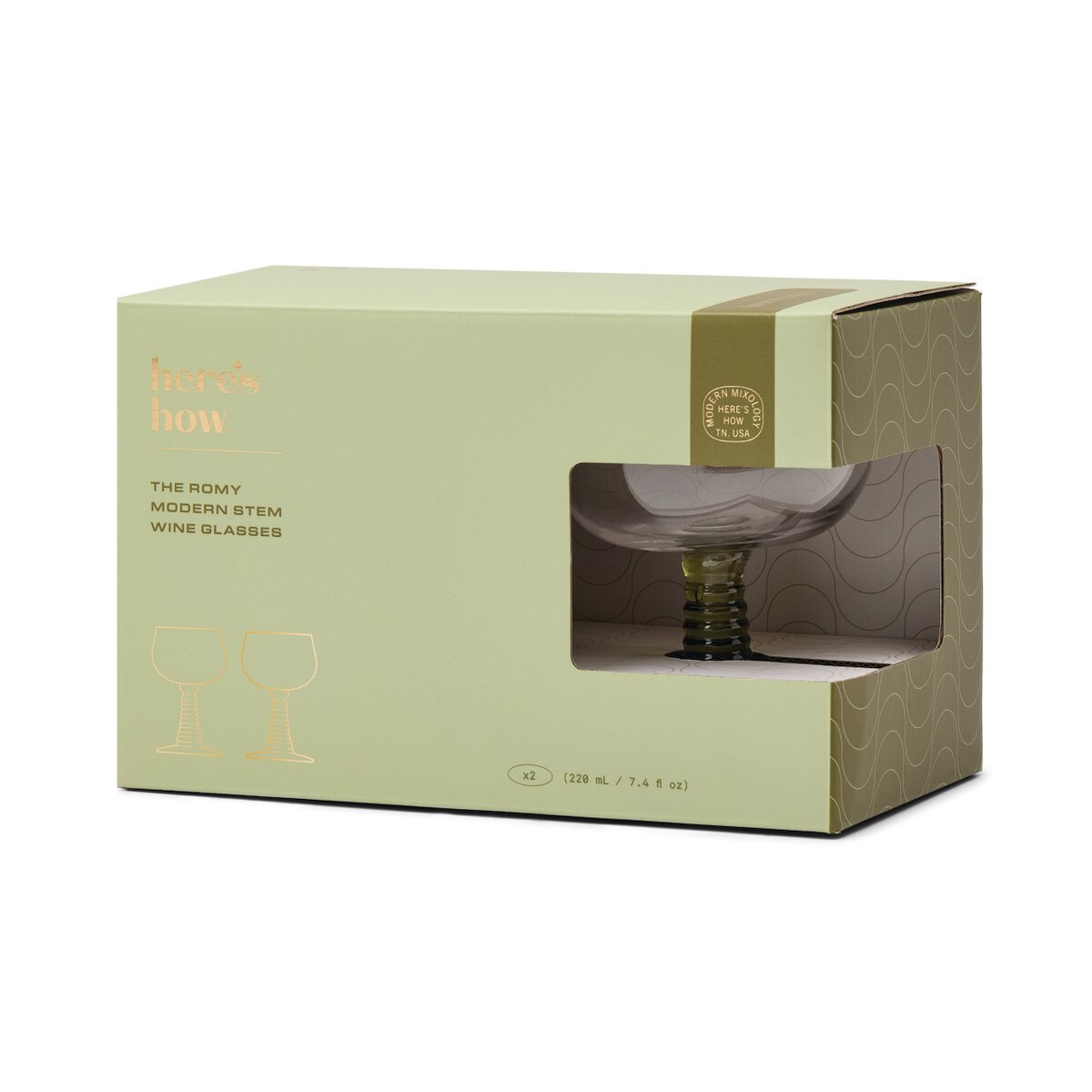 The Romy Set of 2 Wine Glasses | Olive