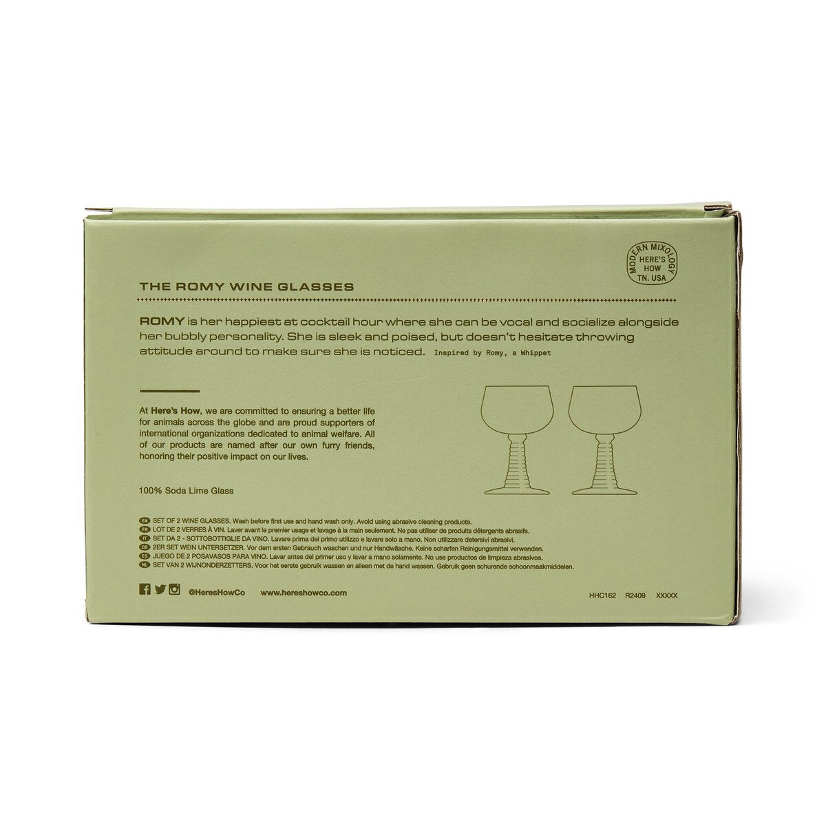 The Romy Set of 2 Wine Glasses | Olive