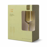 The Luna Set of 2 Champagne Flutes | Olive