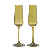 The Luna Set of 2 Champagne Flutes | Olive
