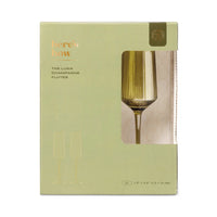 The Luna Set of 2 Champagne Flutes | Olive
