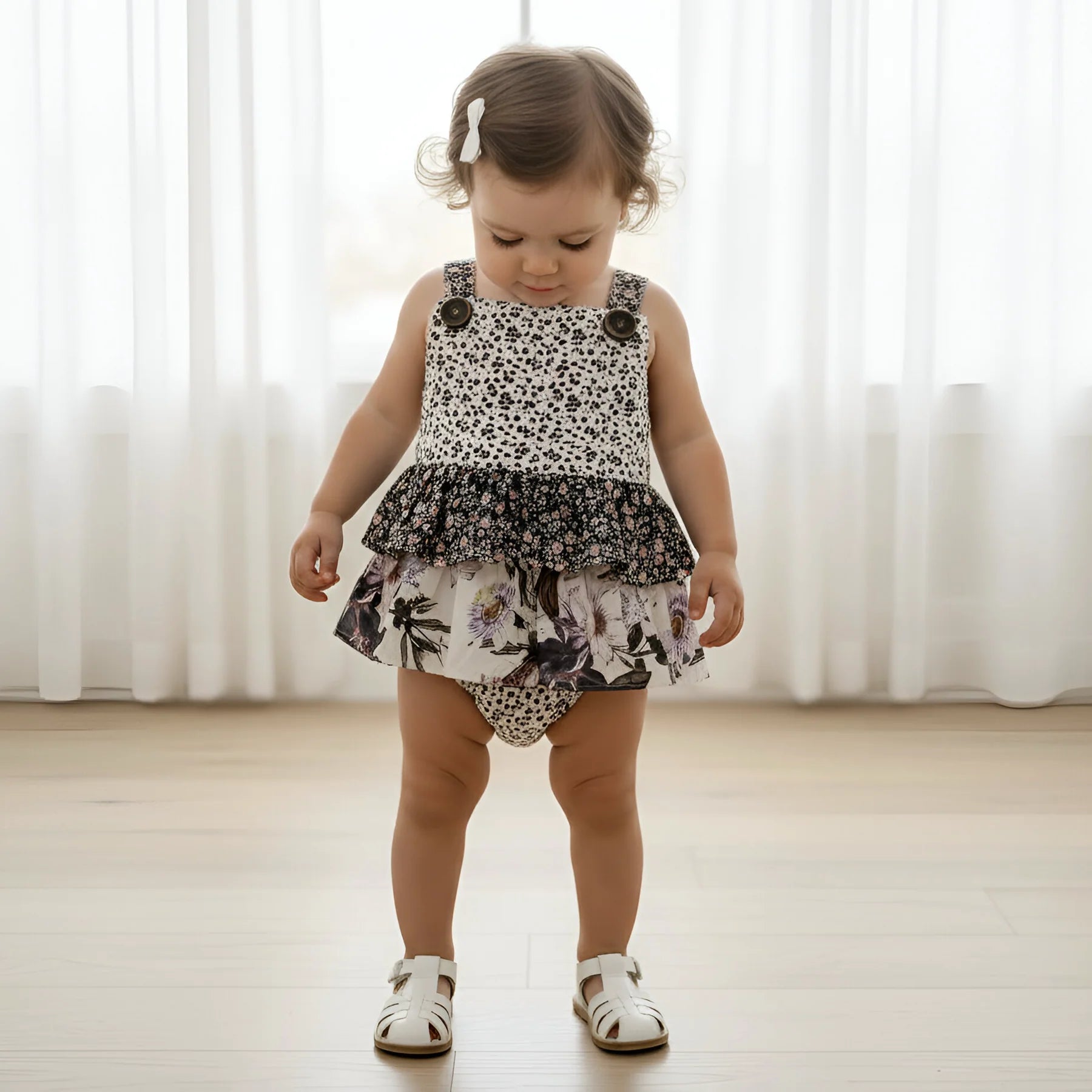 Baby Girls Frilly Playsuit | Meadow Florals
