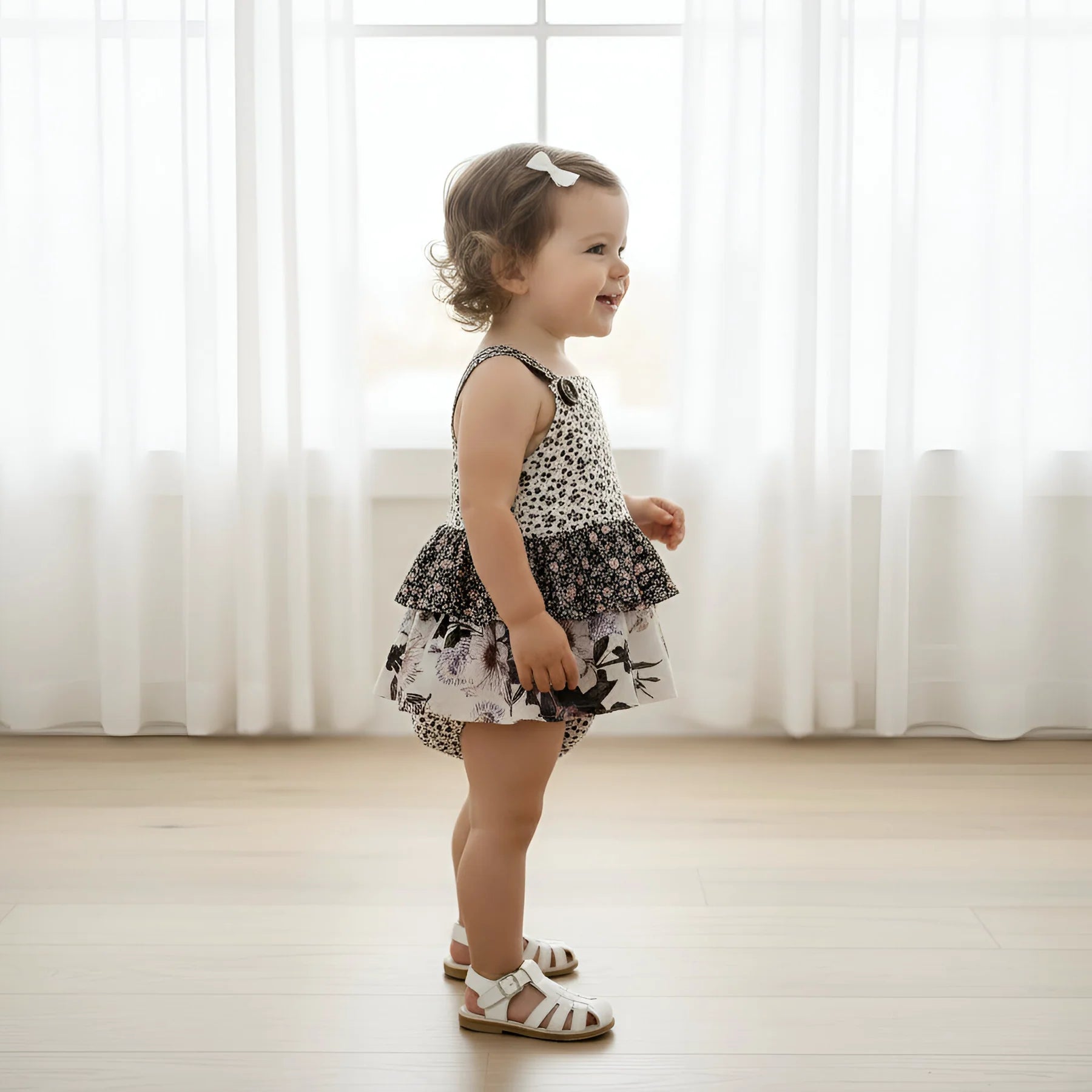 Baby Girls Frilly Playsuit | Meadow Florals