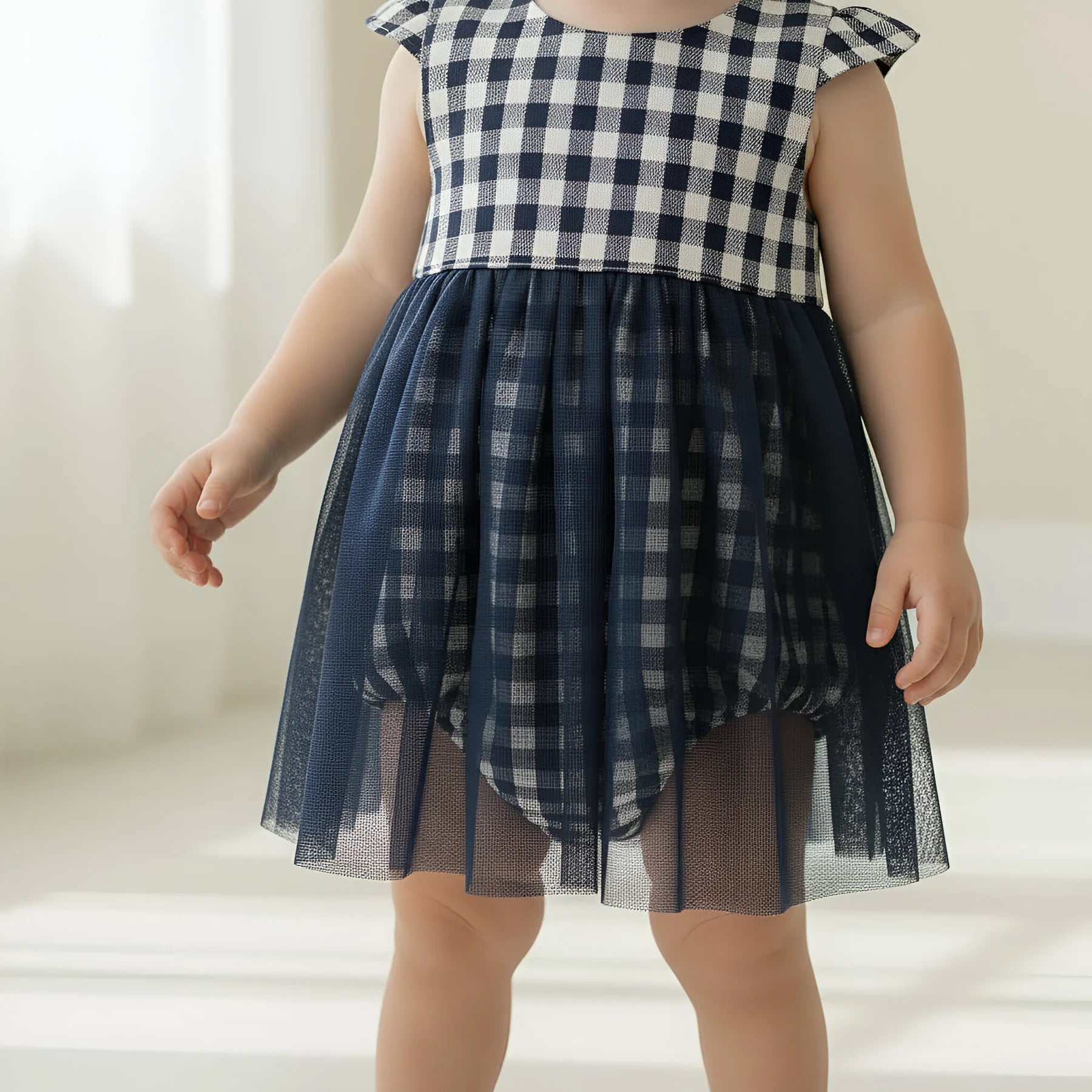 Baby Girls Lottie Dress | Navy Check
