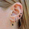 Huggies Hanging Black Spinel Baguette | 18KT Yellow Gold Plate