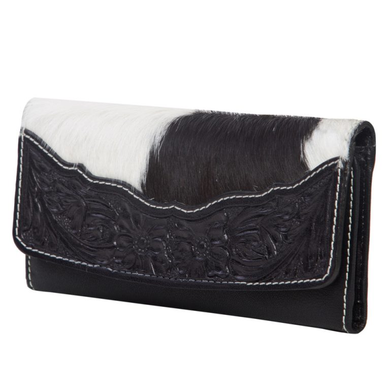 Oran | Cowhide Flap Wallet with Hand Tooled Leather