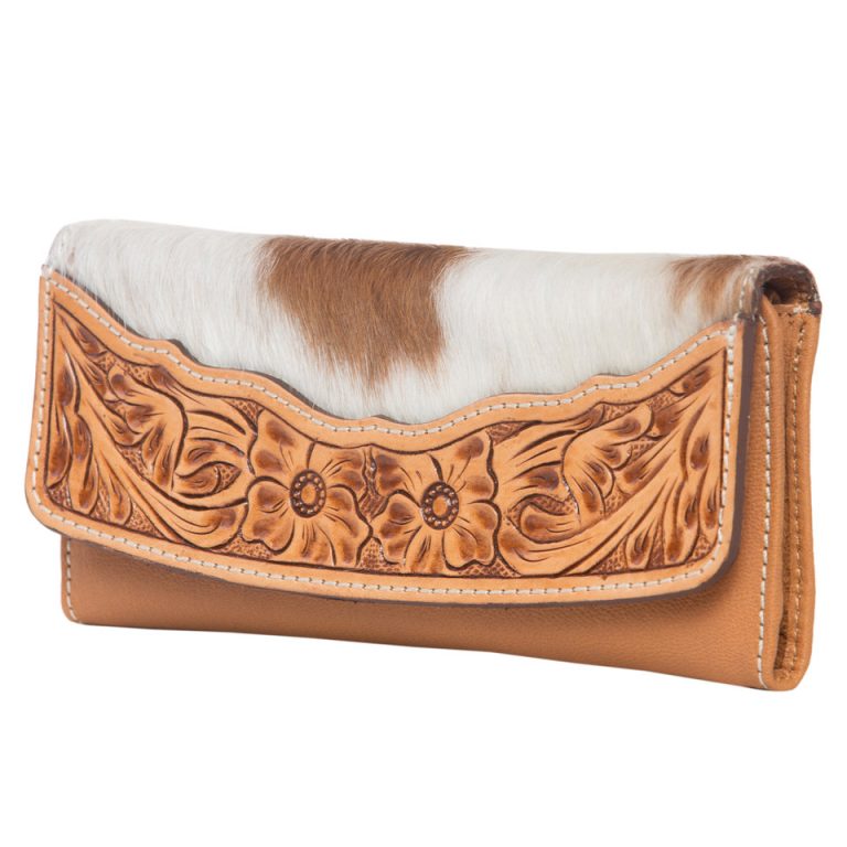 Oran | Cowhide Flap Wallet with Hand Tooled Leather