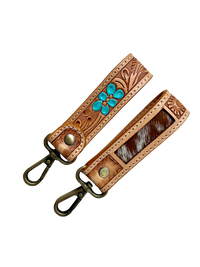 Tooling Leather and Cowhide Sleek Keyring