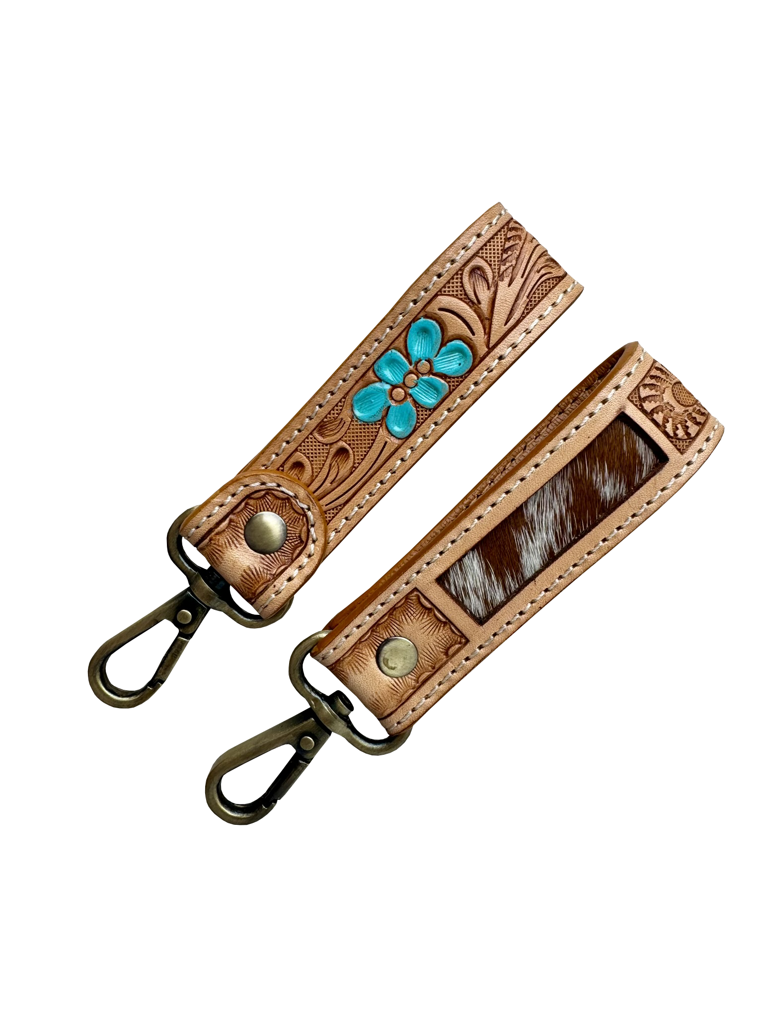 Tooling Leather and Cowhide Sleek Keyring