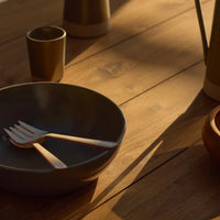 Alder Enamel Salad Servers | Cream