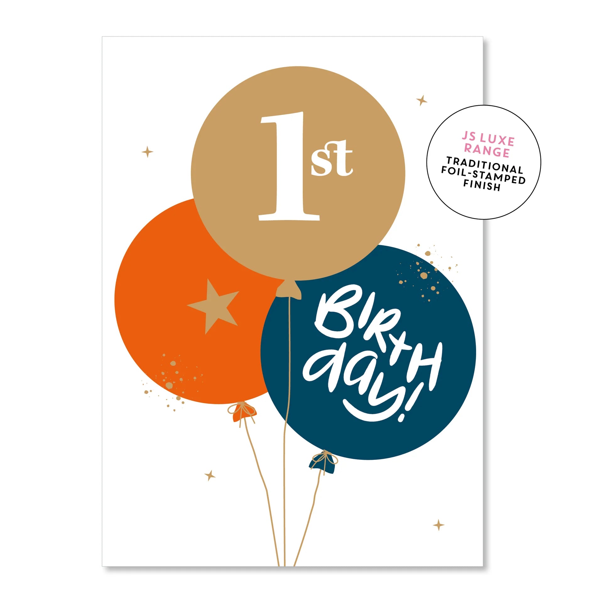 First Birthday Balloons Blue | Greeting Card