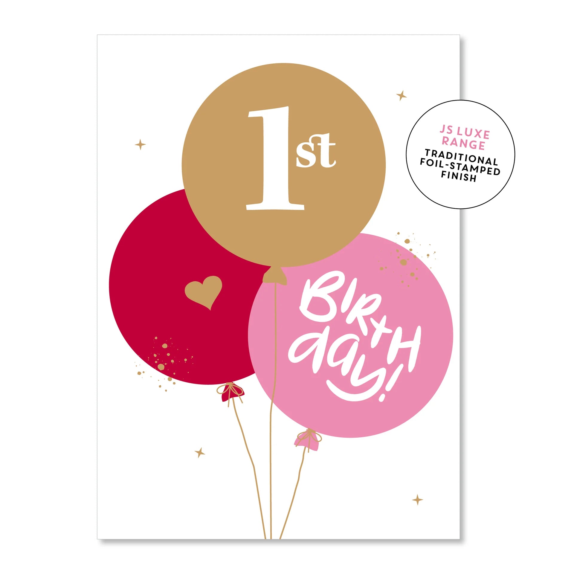 First Birthday Balloons Pink | Greeting Card
