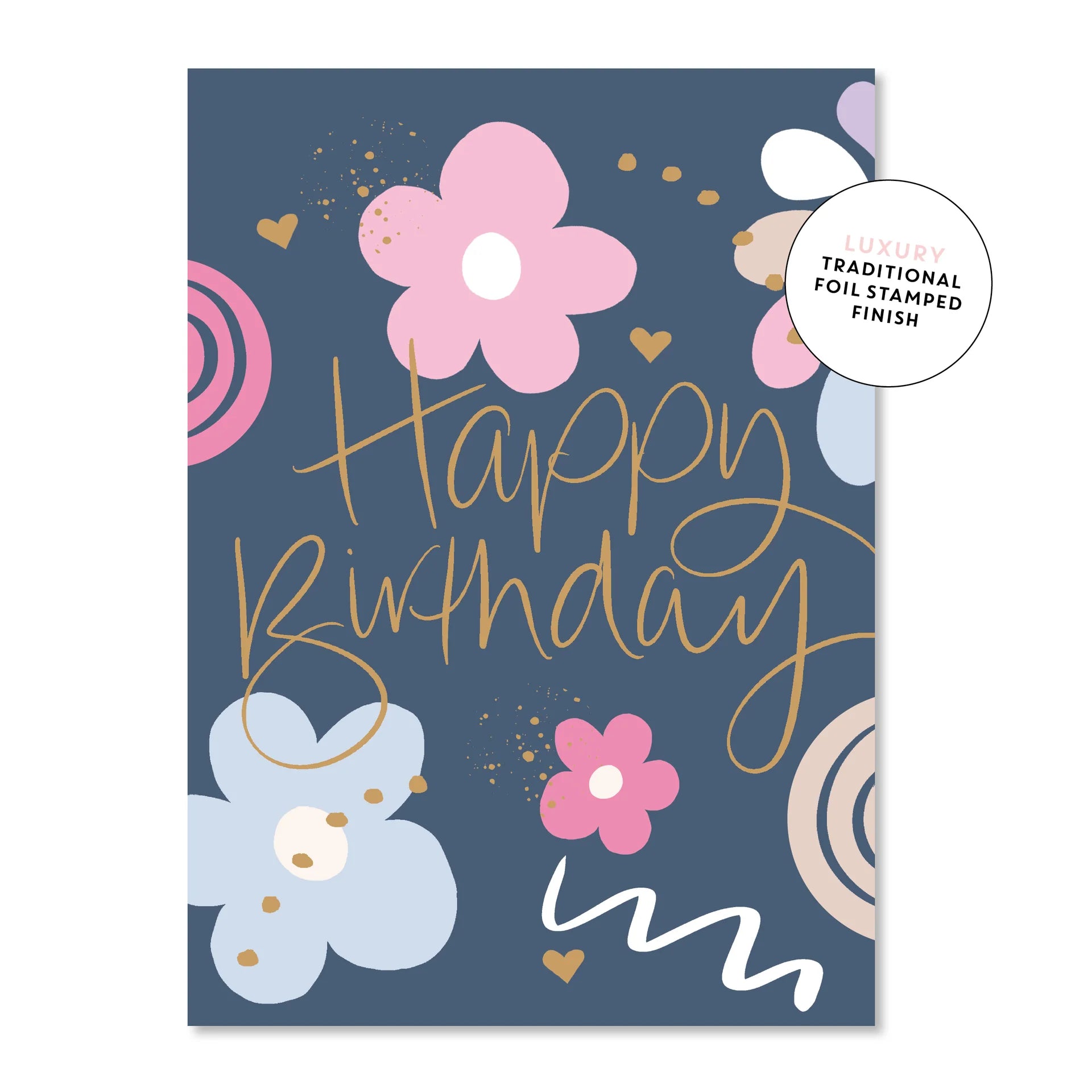 Happy Birthday Floral Retro | Greeting Card