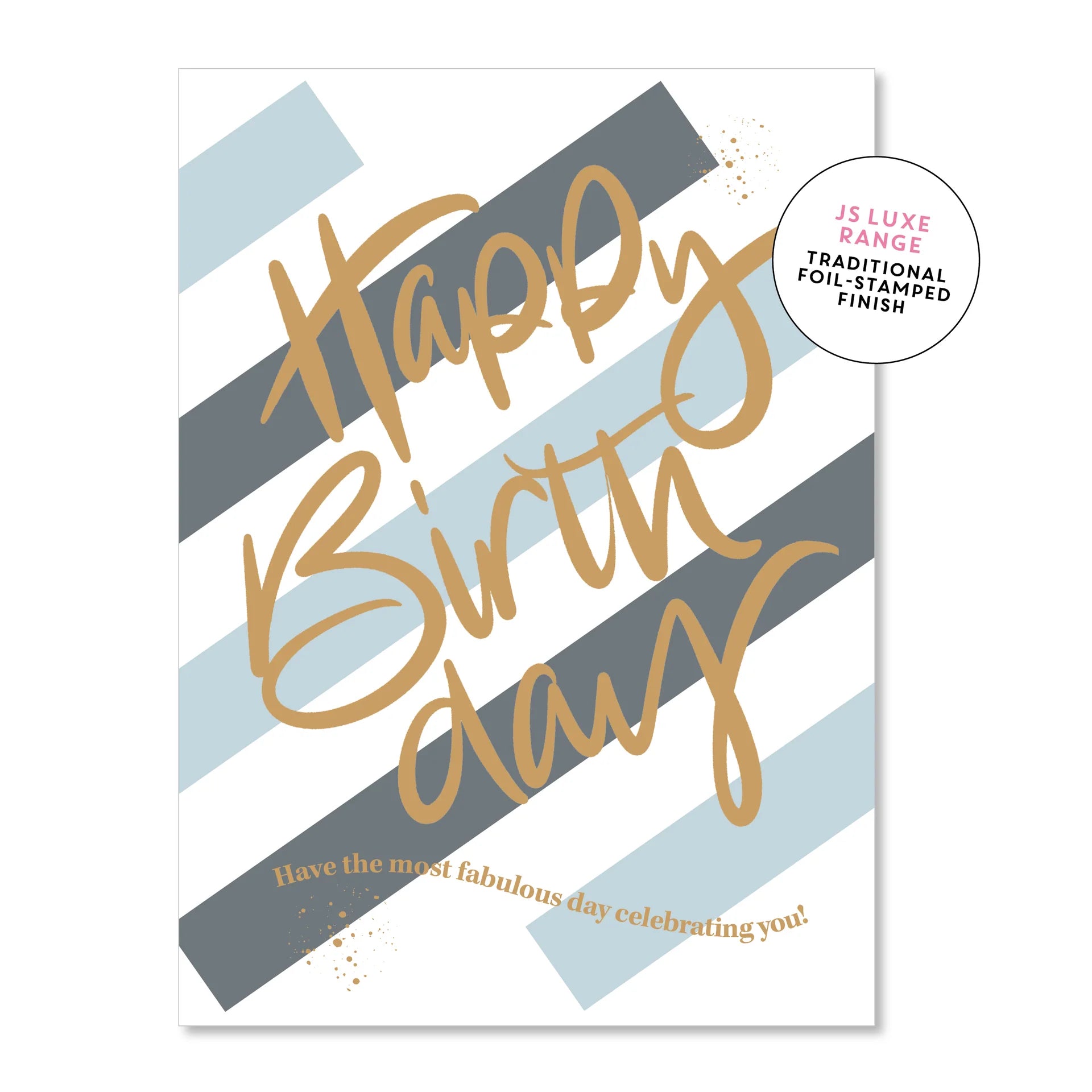 Mega Birthday Stripe Blue | Greeting Card