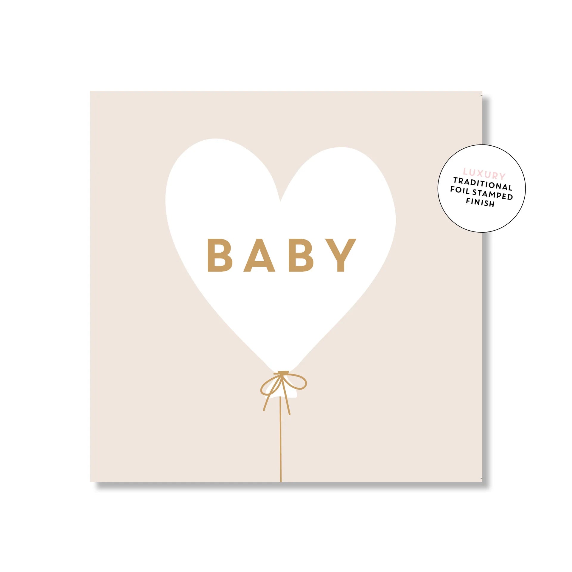 Baby Heart Balloon Beige Square | Greeting Card