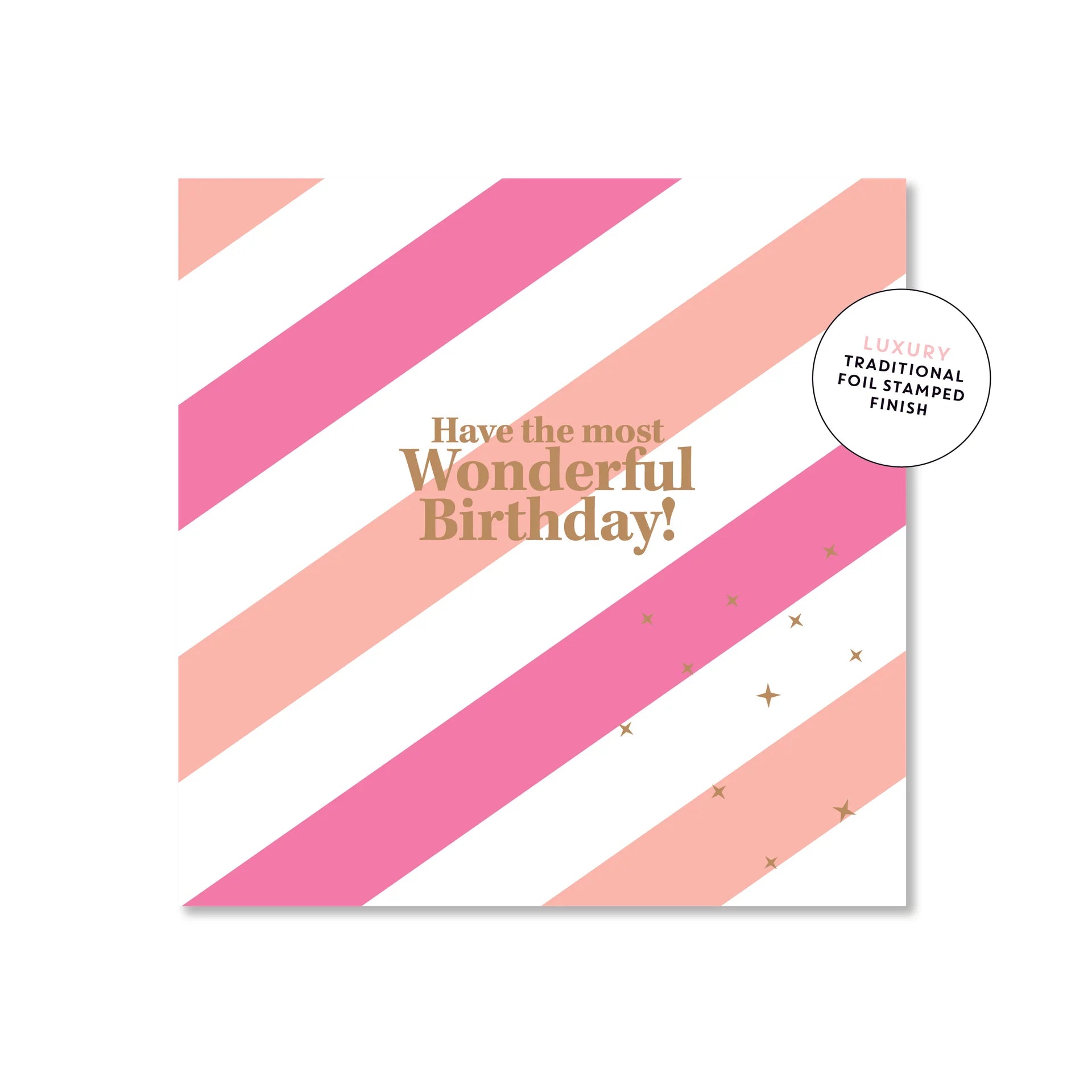 Wonderful Striped Birthday Square | Greeting Card