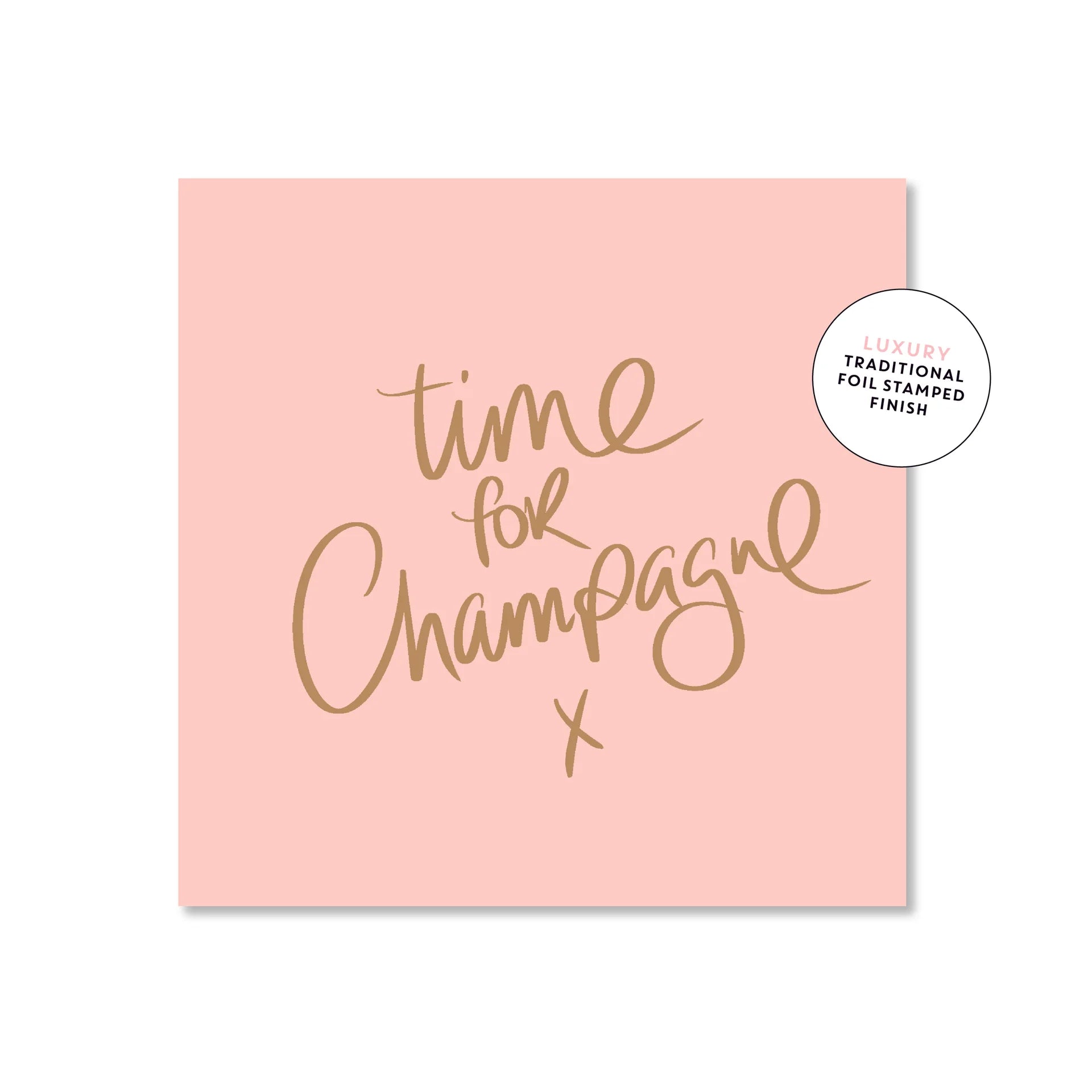 Time For Champagne Script Square | Greeting Card