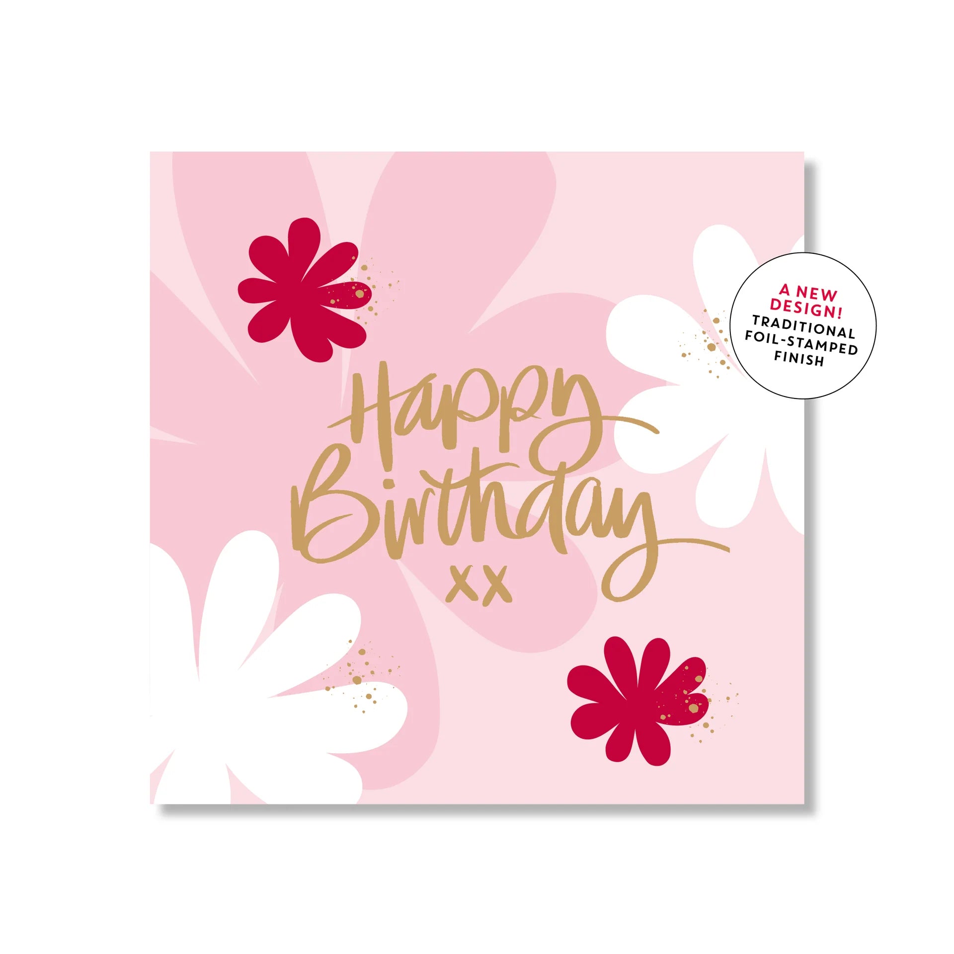 Floral Birthday Script Square | Greeting Card