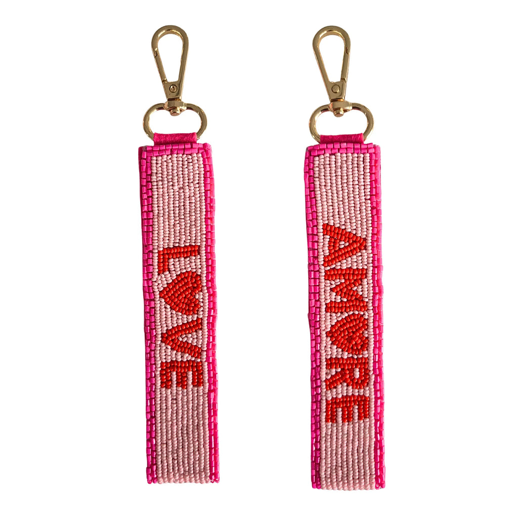 Beaded Keychain | Pink + Red Amore Love – Whatever Mudgee