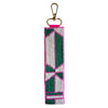Beaded Keychain | Green, Pink + White Abstract