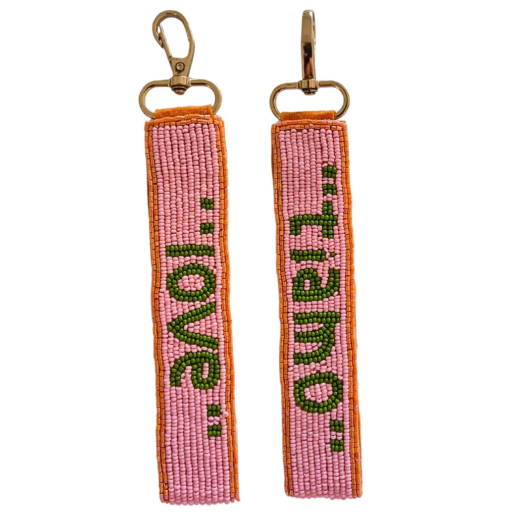 Beaded Keychain | Pink + Green Tiamo Love – Whatever Mudgee