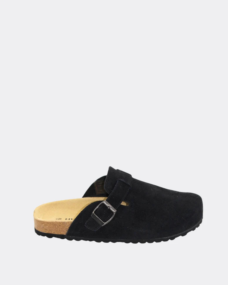 Lara Slide | Black Suede